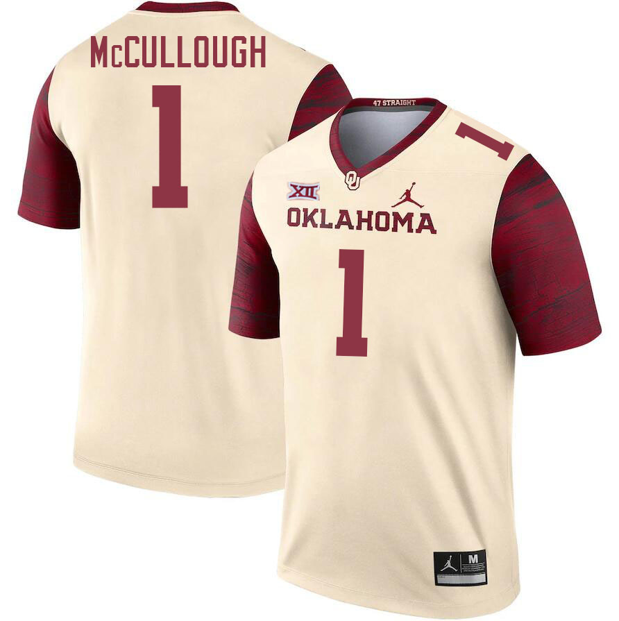 Men #1 Dasan McCullough Oklahoma Sooners College Football Jerseys Stitched-Cream - Click Image to Close